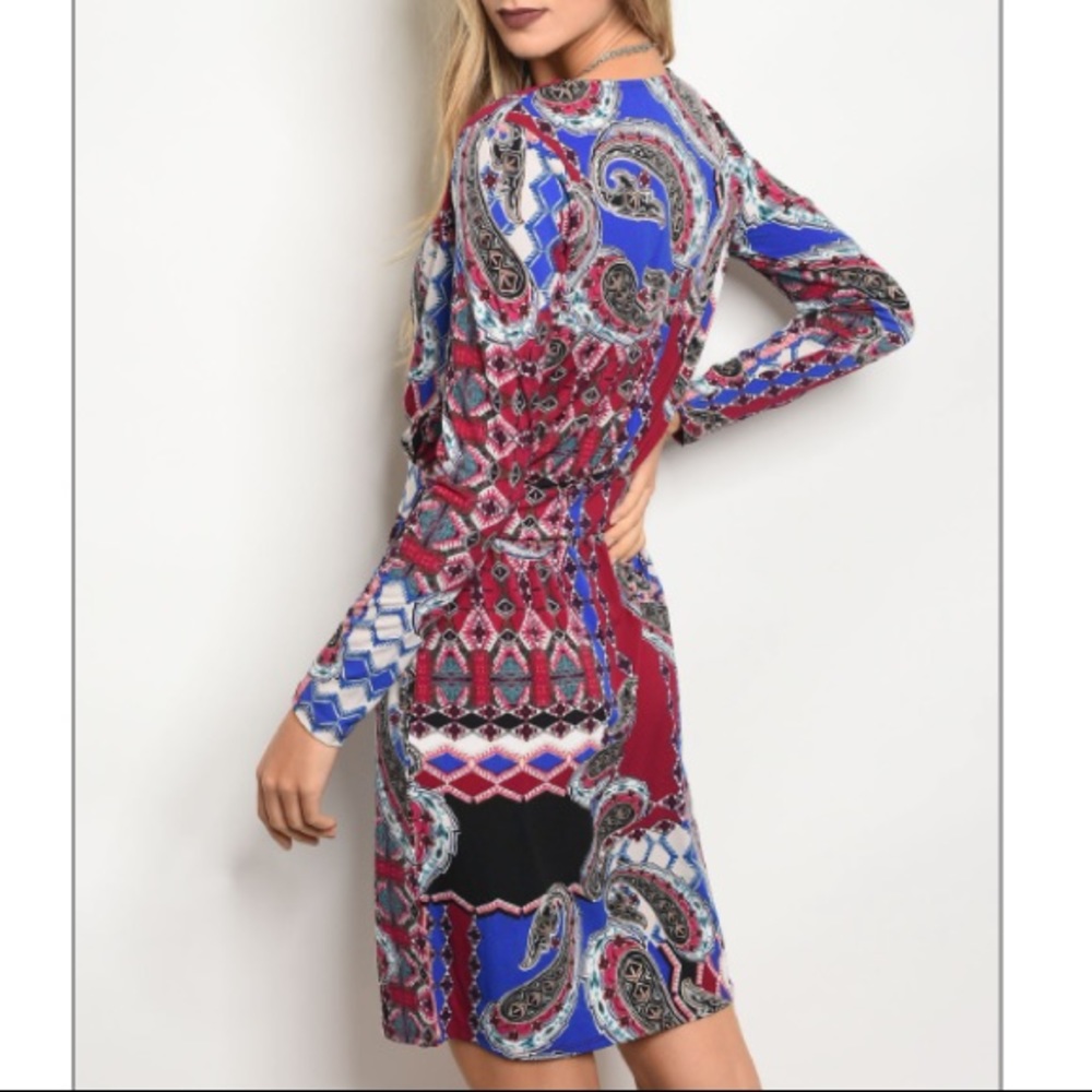 Magenta & blue paisley wrap front dress, New! - Picture 2 of 2